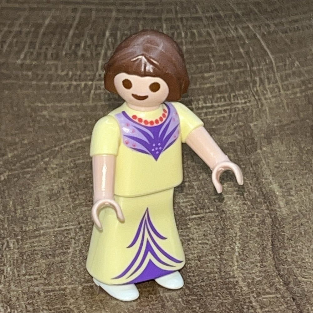 Vintage Geobra Women Figure by‎ Playmobil 1998 Yellow Purple Dress